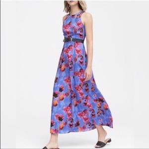 Banana Republic Floral Contrast Stitch Maxi Dress Size 0
